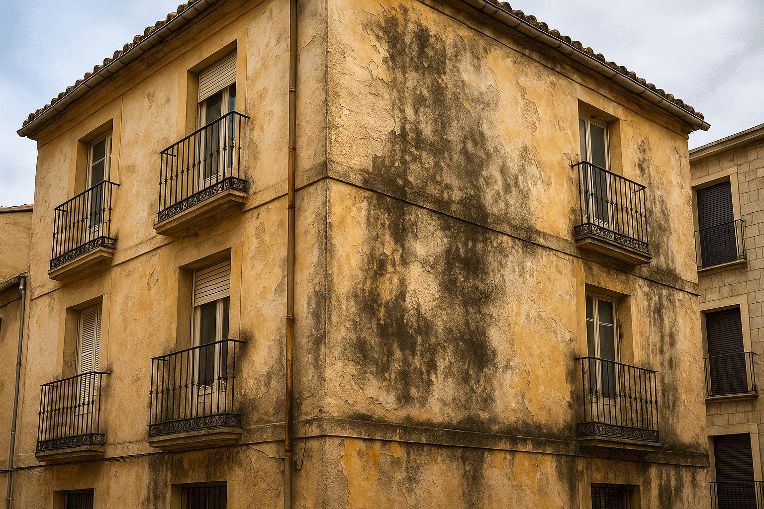 Imagen de fachada con humedades en Alcoy